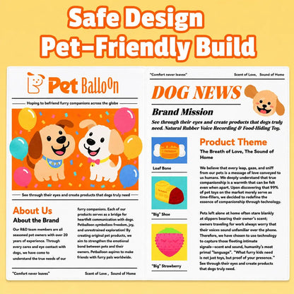 Durable Newspaper Pet Balloon Dog Toy - Crinkle Chew for Boredom Relief, Teeth Cleaning, Interactive Play - Safe, Non-Toxic, Washable, Quick-Dry