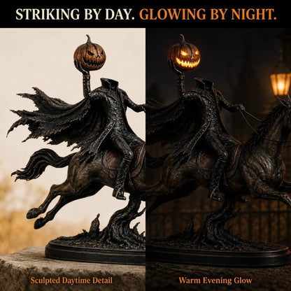 🎃 HOT SALE | Lighted Headless Horseman Statue – LED Pumpkin Halloween Decor for Mantel, Desk & Home