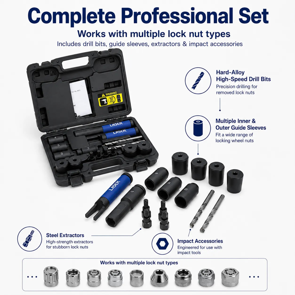 🚗Locking Wheel Nut Removal Kit - Lug Driller