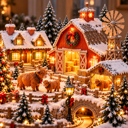 🐮 Animated Highland Cow Christmas Village | Lighted Farmhouse Holiday Décor