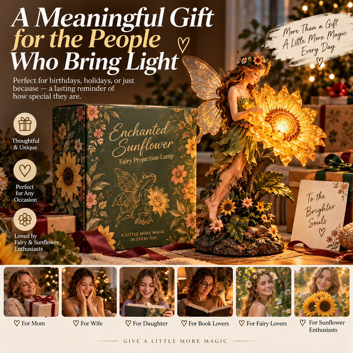 🌻 Enchanted Sunflower Fairy Projection Lamp – Magical Botanical Table Light