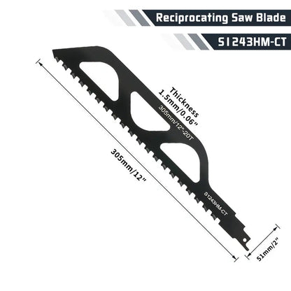 🧱🪚 12" Carbide Masonry Reciprocating Saw Blade – 2 TPI Heavy-Duty Brick & Block Cutting Blade 🔧