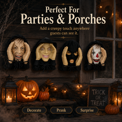 🎃 Creepy Hanging Halloween Face – 4 Spooky Window Prank & Porch Decor Styles