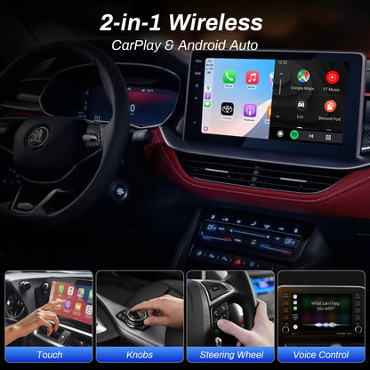 2 in 1 Wireless CarPlay Adapter, Plug & Play, Fast Auto Connection, Compatible with Factory CarPlay Cars 2016+