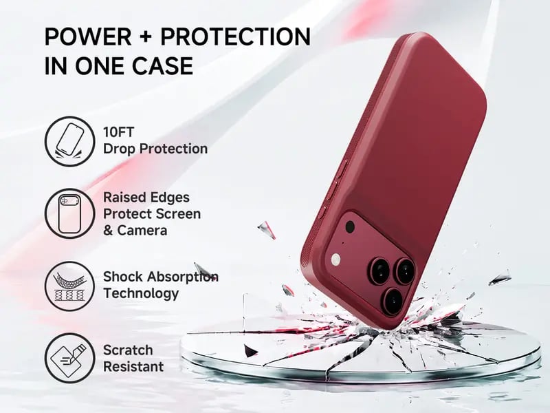 🔋 PinkBird Power Case – Protective Charging Phone Case with Backup Battery & Type-C Connectivity