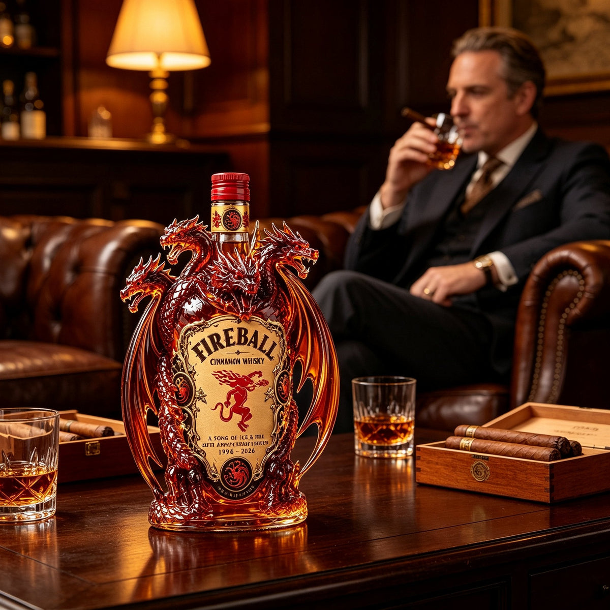 🐉 Dragon Sculpted Collector Bottle – Amber Home Bar Display