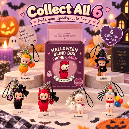 🎃 Halloween Mystery Blind Box Phone Charm – 1 of 6 Spooky-Cute Collectible Designs