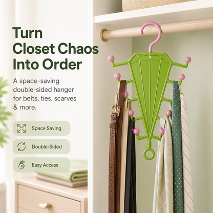 🧥V-Shaped Accessory Organizer | 10 Hooks for Belts, Ties & Scarves