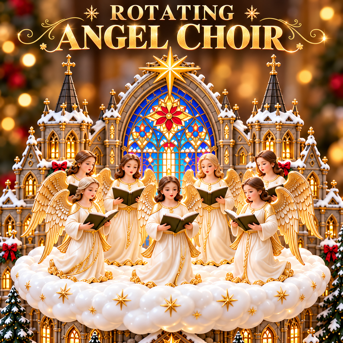 🔥 LAST DAY 49% OFF 🔥 Heavenly Angel Choir | Lighted & Rotating Christmas Nativity Village