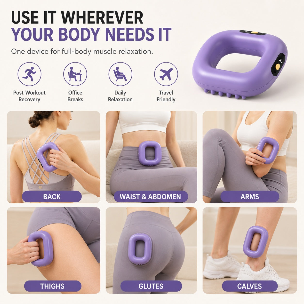 💆 Multi-Functional Fascia Ring – 5-Level Full Body Vibration Massager