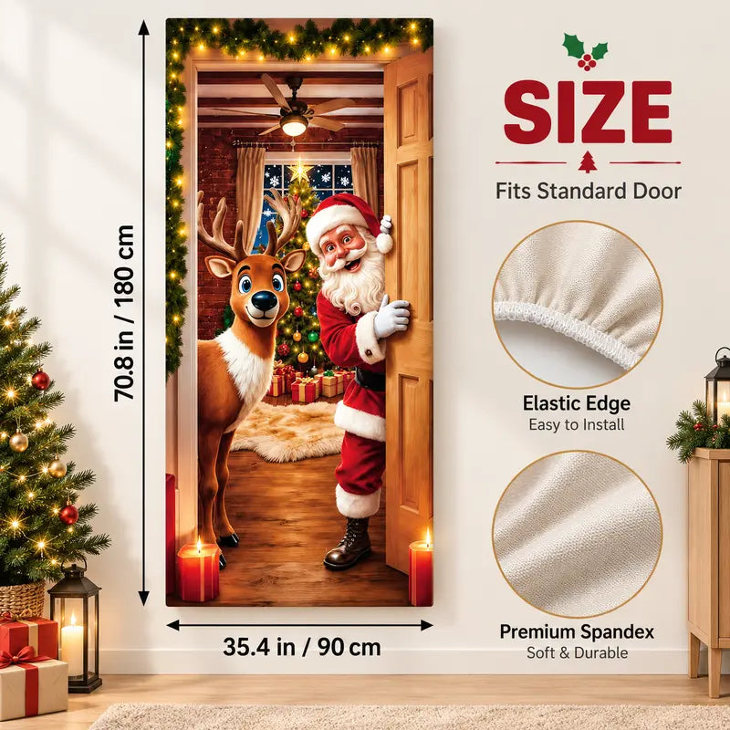 🎄 Christmas Door Makeover Cover Transform Your Front Door Into A Magical Holiday Entrance In Seconds