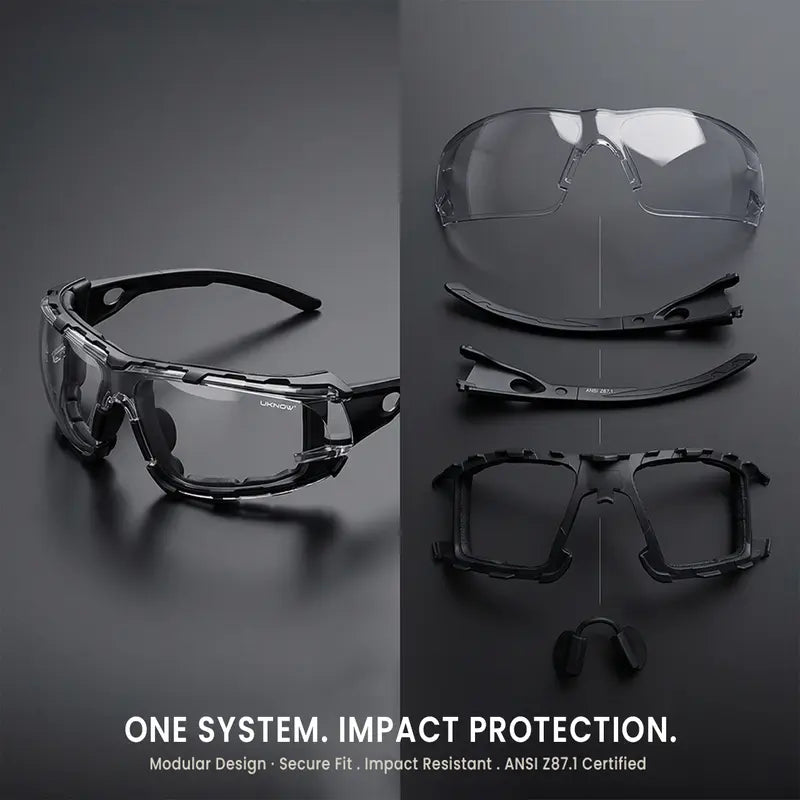 Photochromic Safety Glasses for Adults, Impact-Resistant ANSI Z87.1 Certified Protective Eyewear for Work & Outdoor – Removable Foam Lining Construction Gear Dust Proof Goggles