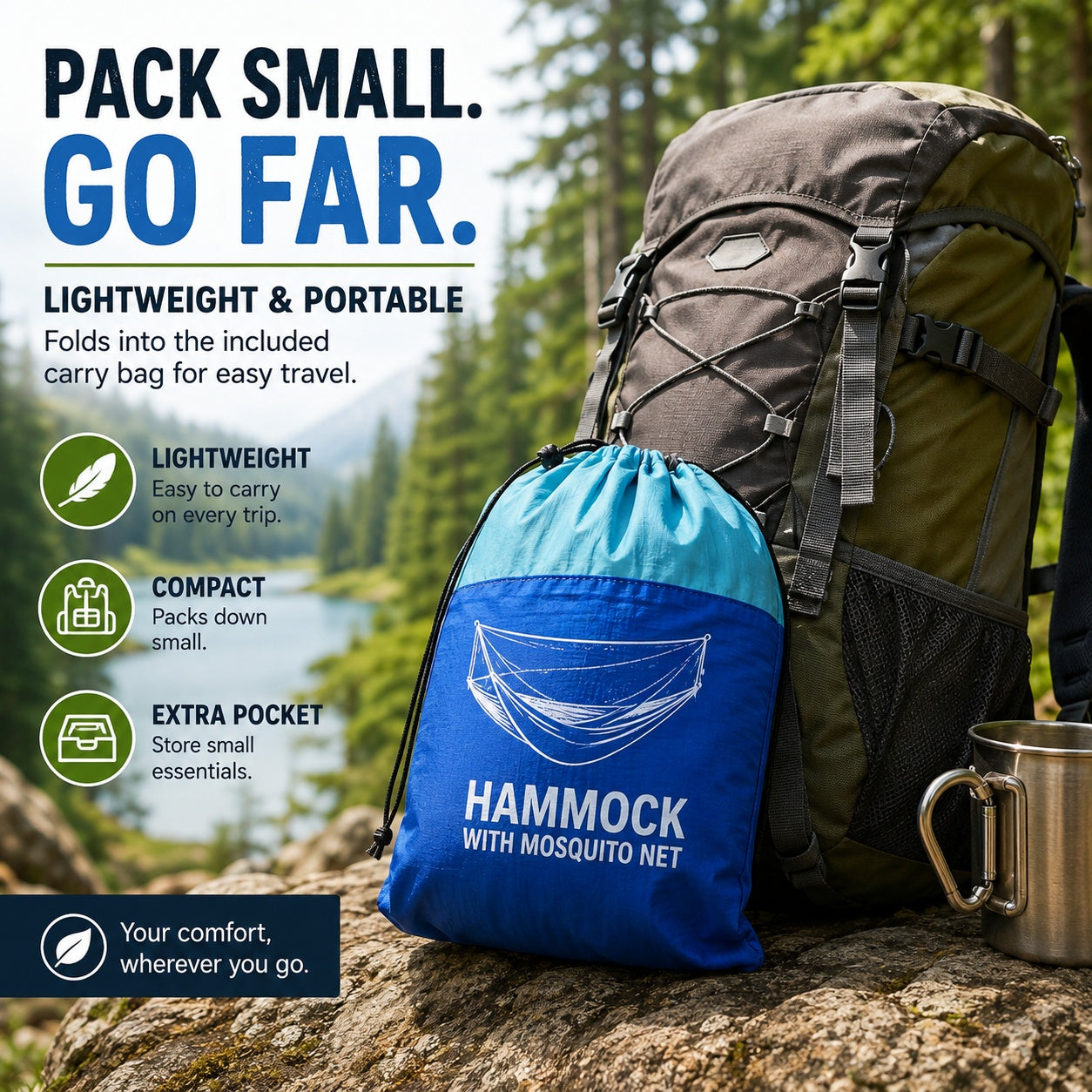 2-in-1 Mosquito Net Camping Hammock – Your Comfortable Escape Outdoors