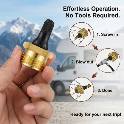 2-Pcs Brass RV Blow Out Plugs with Drain Valve - Air Hose Friendly Home Care Supplies for Camping, Convenient Drainage, Daily Maintenance, Enhances Water System Maintenance, Long-Term Durability