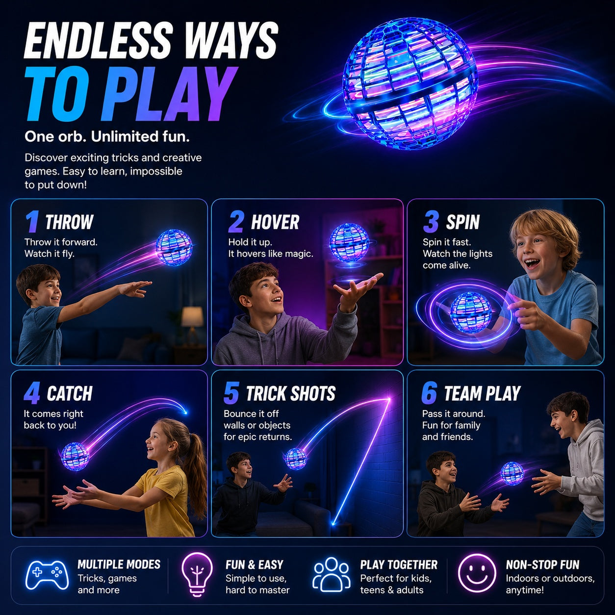 Flying Orb Ball – The Magic LED Boomerang Toy Everyone Loves