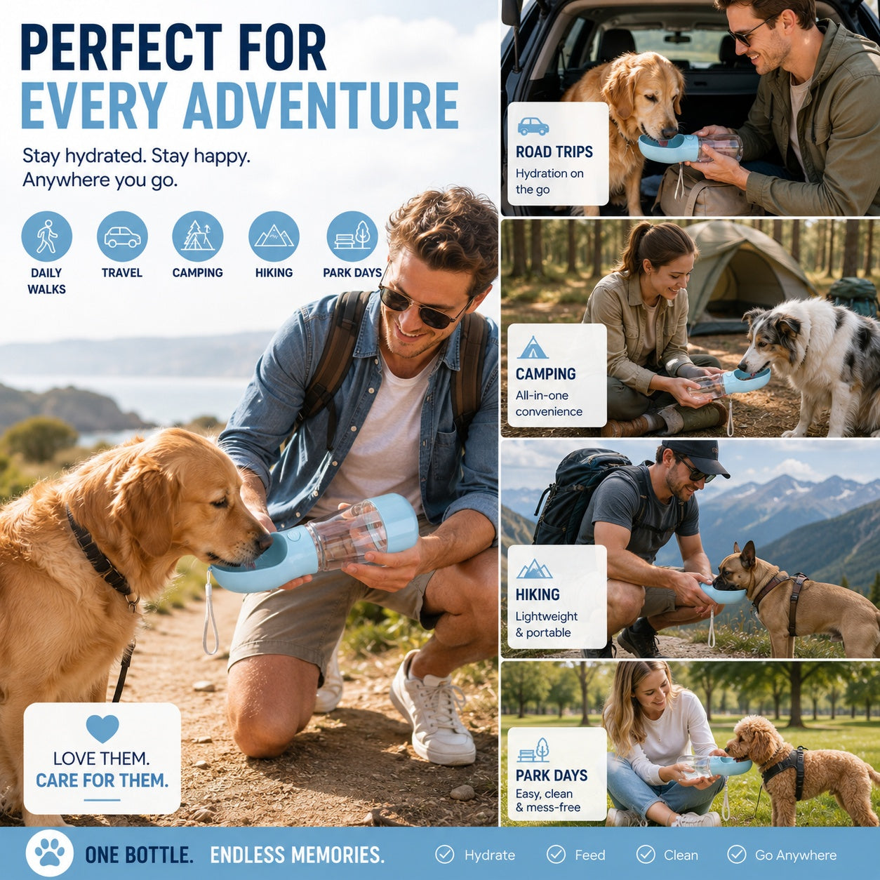 3-in-1 Portable Dog Water Bottle|Water • Food • Waste Bags — Everything Your Pet Needs On The Go