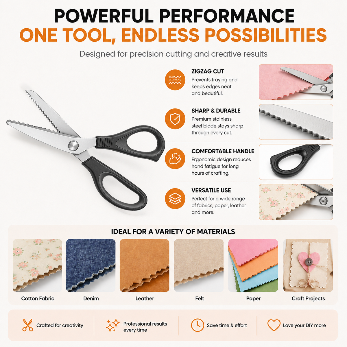 ✂️Professional Pinking Shears – Stainless Steel Zigzag Fabric Cutting Scissors✨🧵