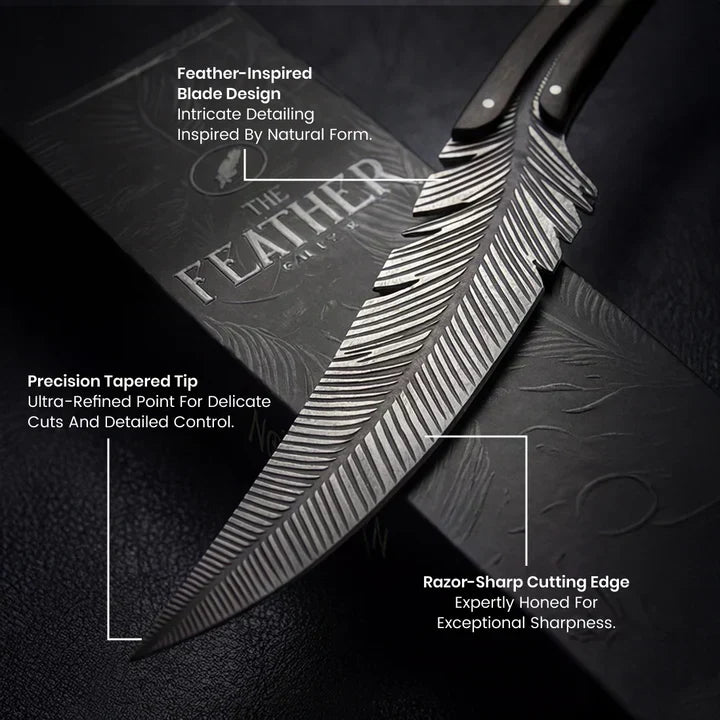 🪶 260g Feather-Inspired Curved Kitchen Knife – Full-Tang Rosewood Handle