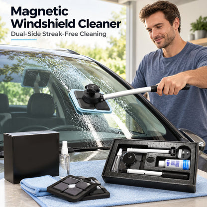 Dual Magnetic Car Windshield Cleaner | Streak-Free Auto Glass Cleaning Kit