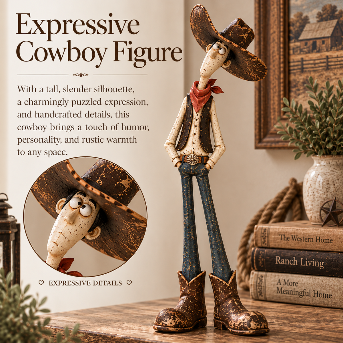 🤠🐴Whimsical Western Cowboy & Horse Figurine — Funny Wild West Decor