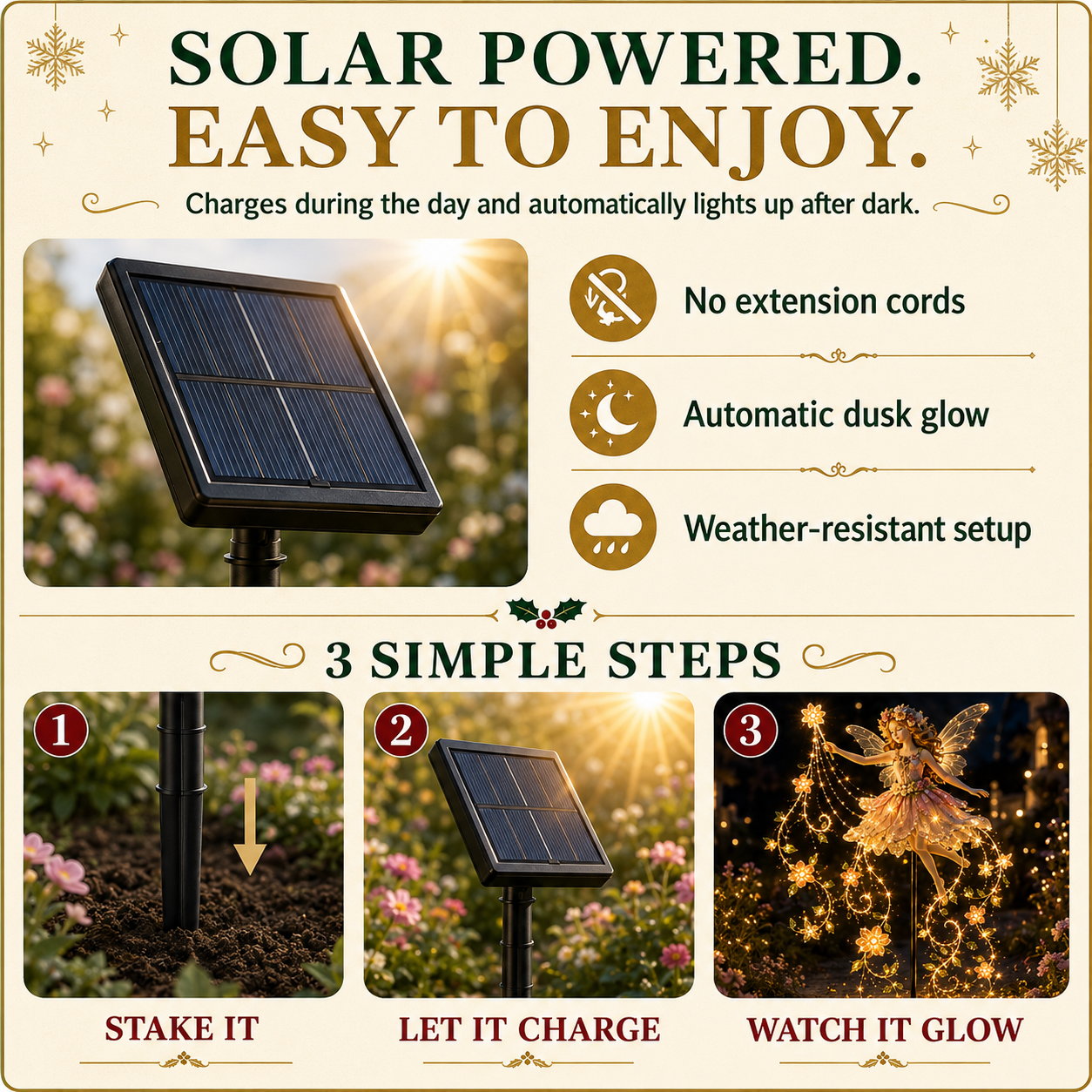 ✨ Enchanted Flower Fairy Solar Garden Light – Magical Glowing Outdoor Christmas Yard Decor 🧚🌸