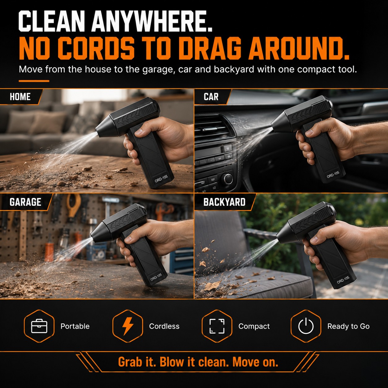 💨 Cordless Turbo Air Duster for Cars. Garages & Workspaces