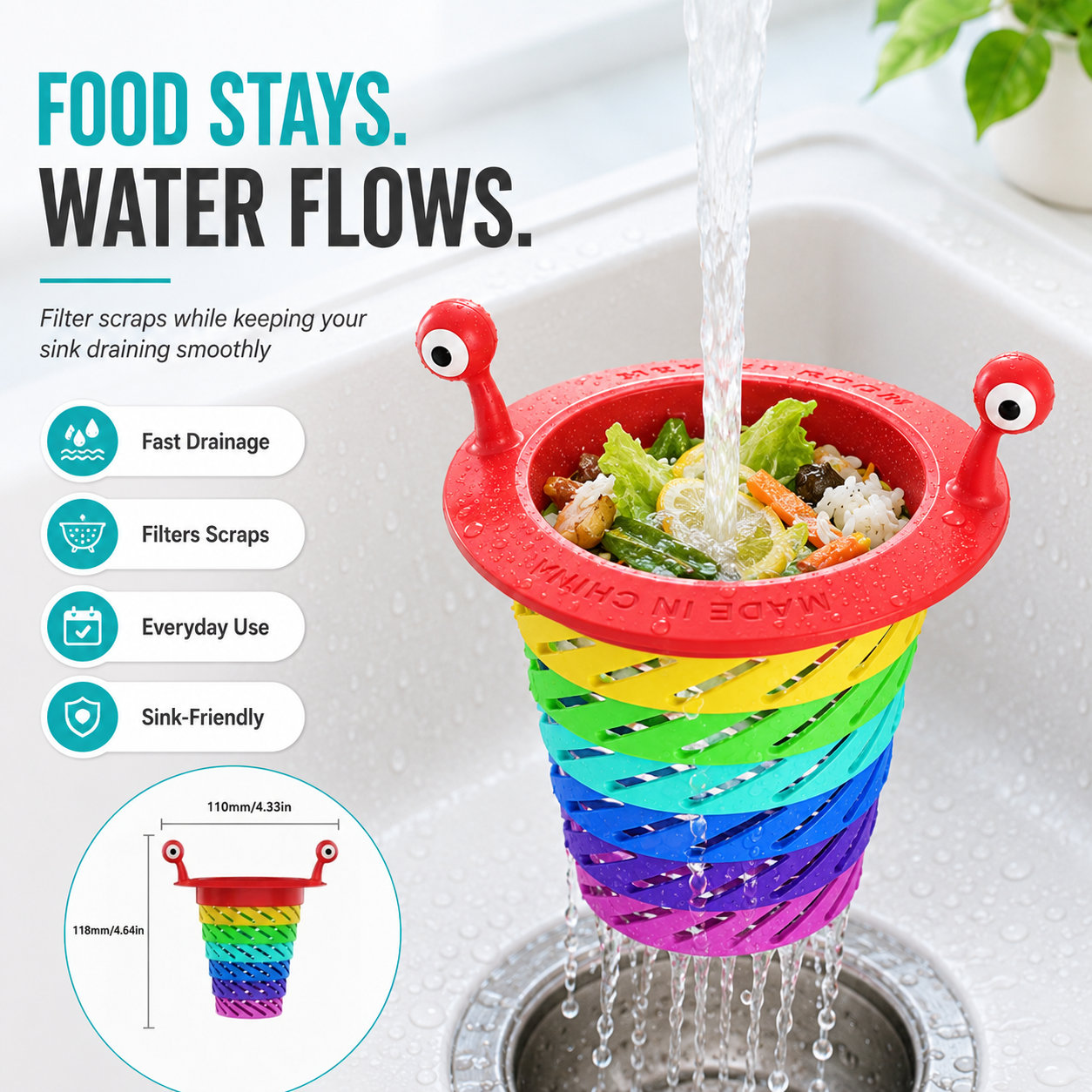 🌈Rainbow Monster Foldable Kitchen Sink Strainer-Catch Them With a Smile