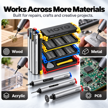 ⚡ 3-in-1 Modular Precision Tool System – Screwdriver, Mini Drill & Rotary Tool Setup