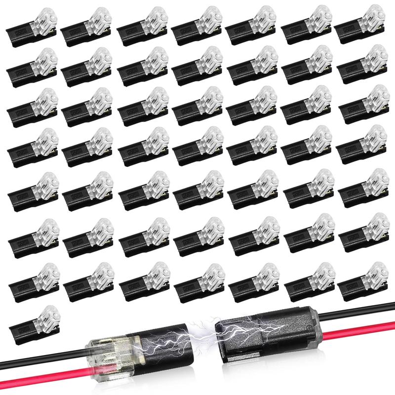 🔌✨ 2-Pin LED Wire Connector – Quick-Connect Plug with Clear Locking Clamps for Low-Voltage LED Lights