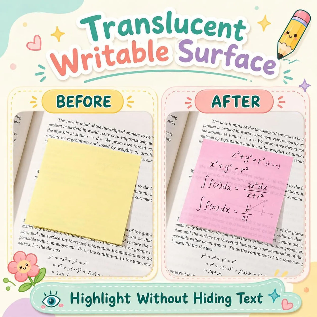 ✍️Rarler Transparent Pull-Out Glitter Sticky Notes - 80 Sheets Per Pad
