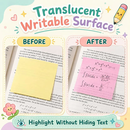 ✍️Rarler Transparent Pull-Out Glitter Sticky Notes - 80 Sheets Per Pad