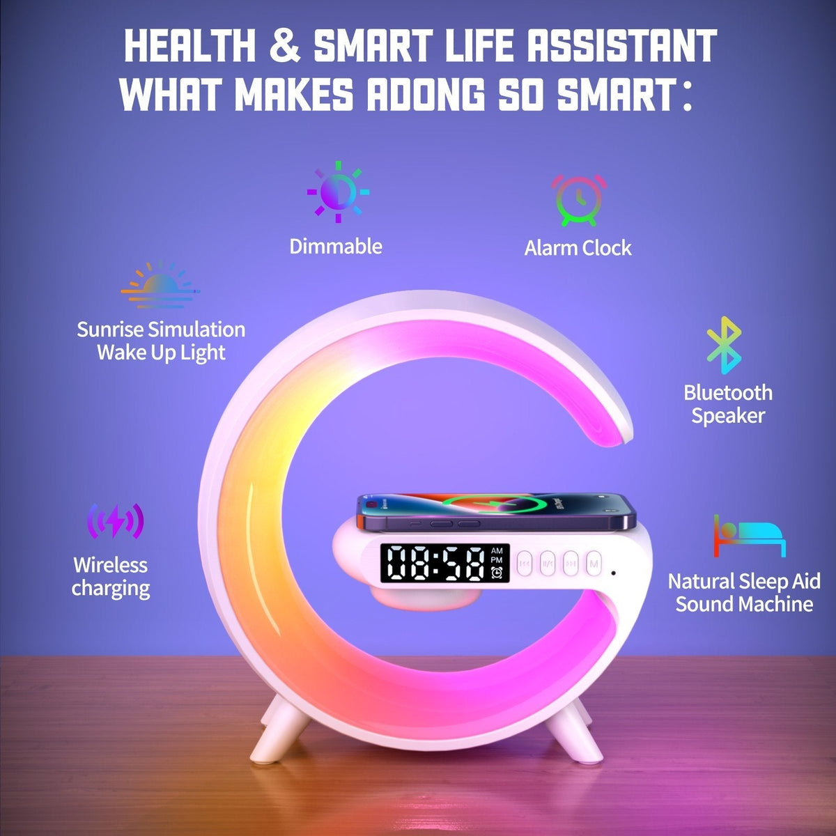 4-in-1 Smart Bedside Station – Light, Charge & Play Music
