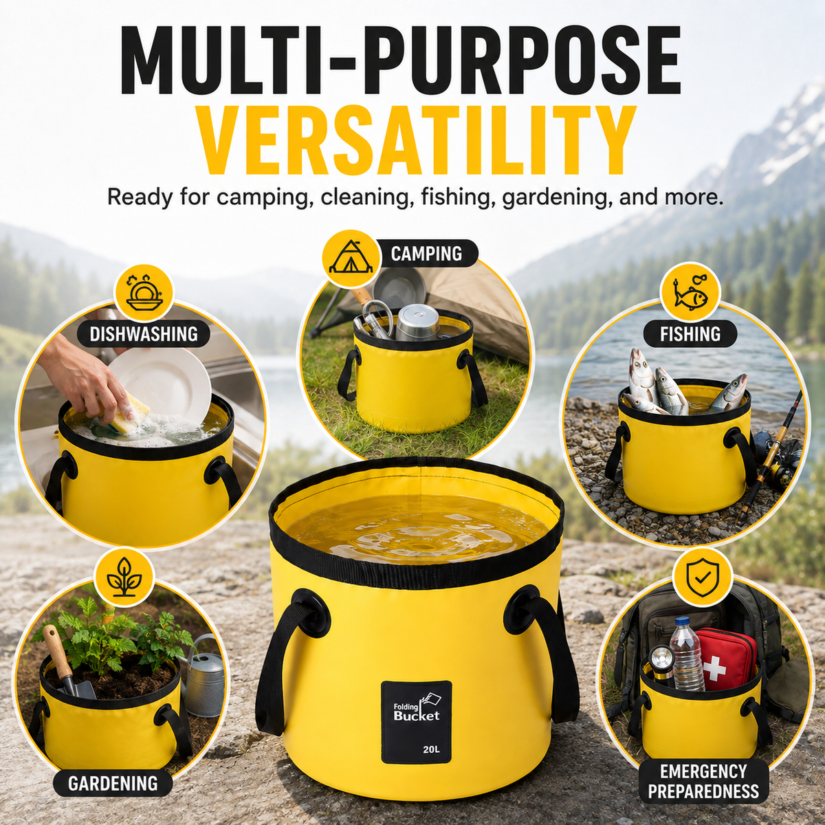 💧 Portable Collapsible Bucket – 12L/20L Foldable Water Bucket