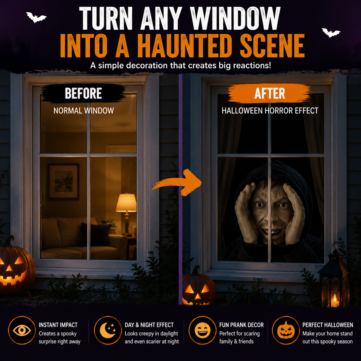 👀 Halloween Peeking Creepy Face Window Decoration