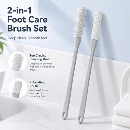 🦶🚿 Long-Handle Silicone Foot Cleaning Brush Set ✨ Easy-Reach Toe & Heel Care | 2 PCS