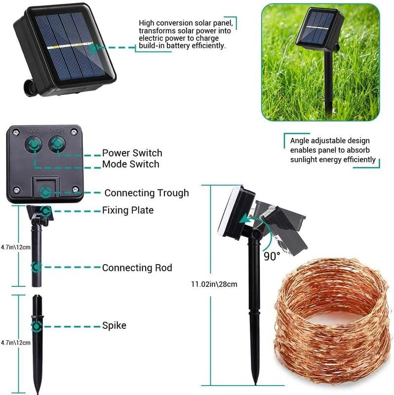 Solar Outdoor String Lights with 8 Modes
