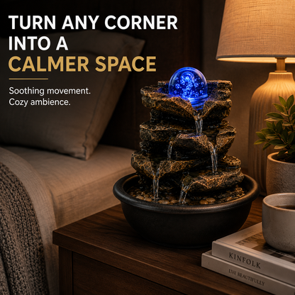 💧Tabletop Water Fountain-Flowing Water & Mesmerizing Ambience in Your Space