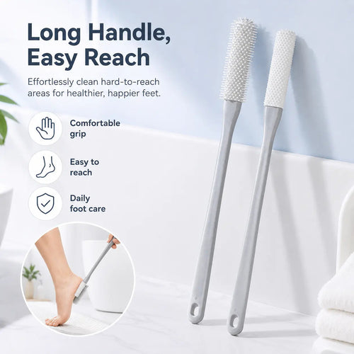 🦶🚿 Long-Handle Silicone Foot Cleaning Brush Set ✨ Easy-Reach Toe & Heel Care | 2 PCS