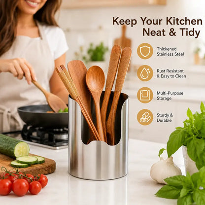 Thickened Stainless Steel Utensil Organizer, Rust Resistant Easy to Clean