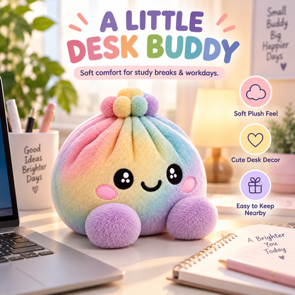 🌈Cute Plush Stuffed Dumpling Squishies, Big Rainbow Squishes with Steamer🎁