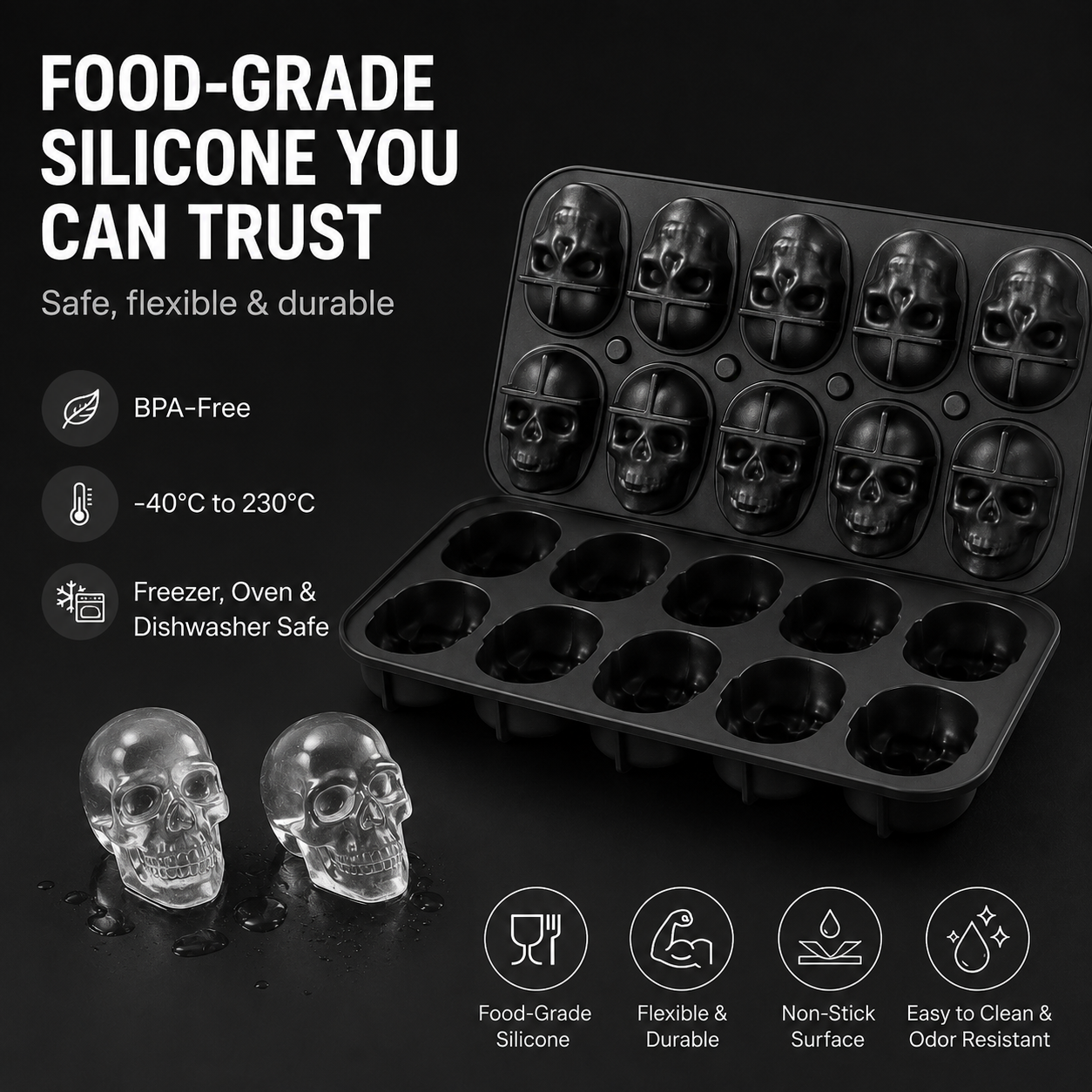 💀Skull Ice Cube Tray🧊-Make Every Drink a Statement✨