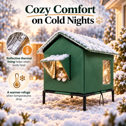 🐱 LIMITED-TIME 50% OFF! ✨ All-Weather Elevated Outdoor Cat House – Waterproof, Thermal Lining, Foldable