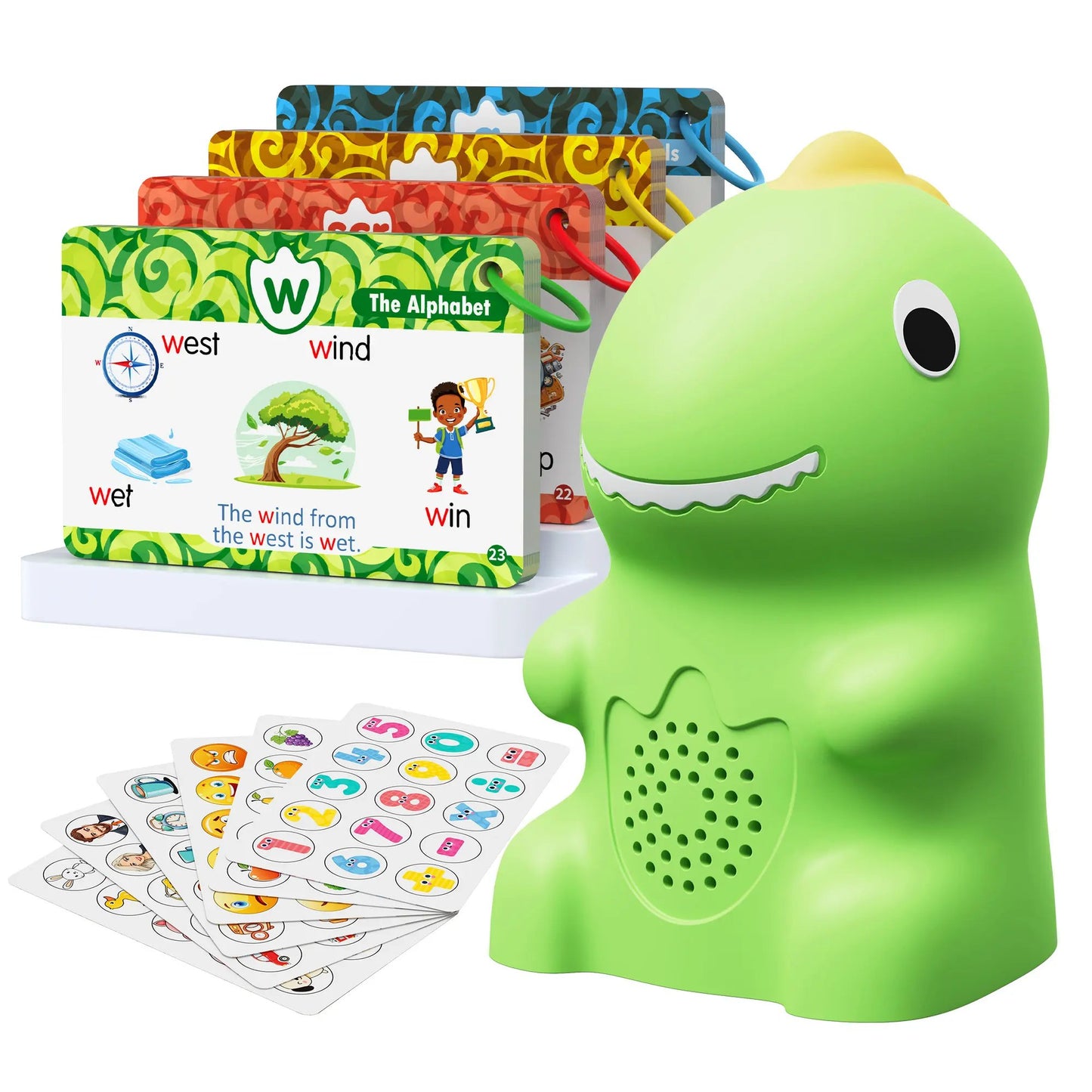 Dinosaur Talking Flash Cards – 148 Cards, 592 Words, 5 Categories, Interactive Learning Stickers