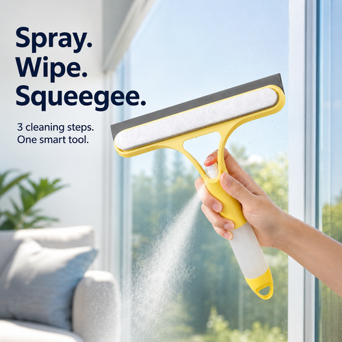 💧3-in-1 Spray Window Cleaning Squeegee