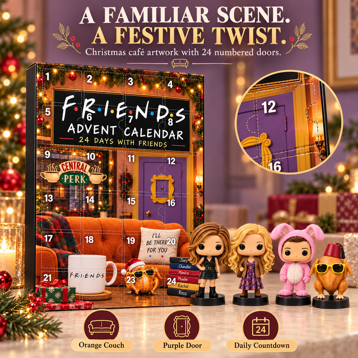 ☕ 24-Day Friends-Themed Advent Calendar – Sitcom Character Collectibles & Christmas Countdown
