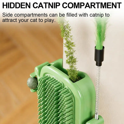 🐱3-in-1 Soft Plastic Cat Corner Groomer with Catnip