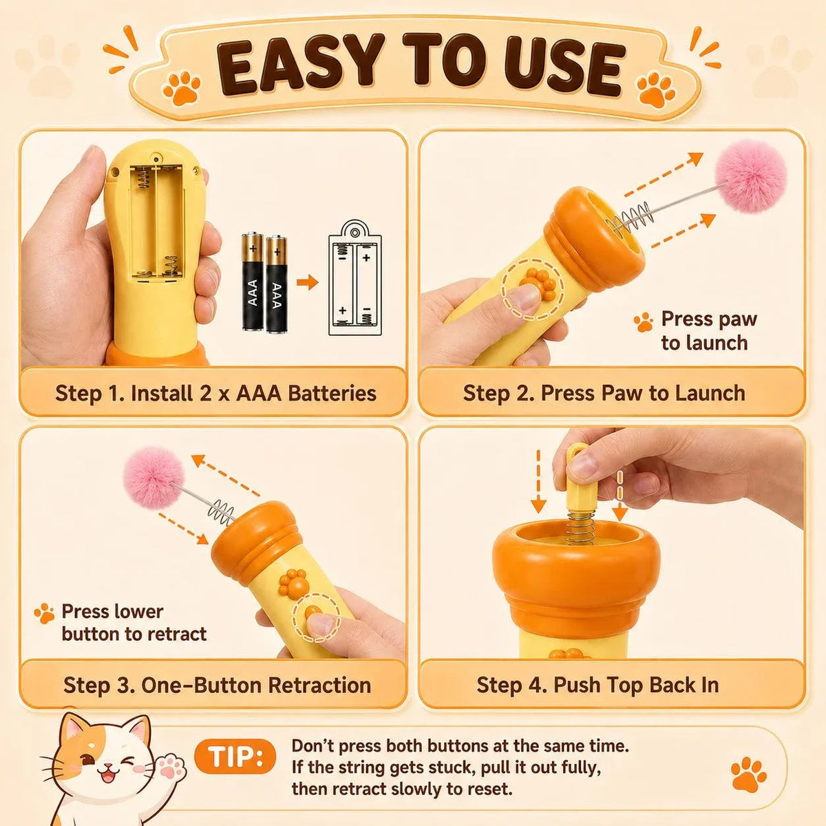 😼🐾 2026 New Interactive Automatic Retractable Cat Teaser with Plush Ball