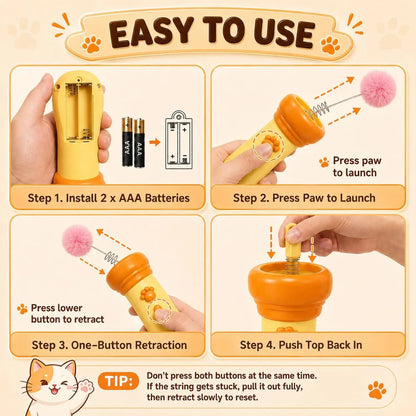 😼🐾 2026 New Interactive Automatic Retractable Cat Teaser with Plush Ball