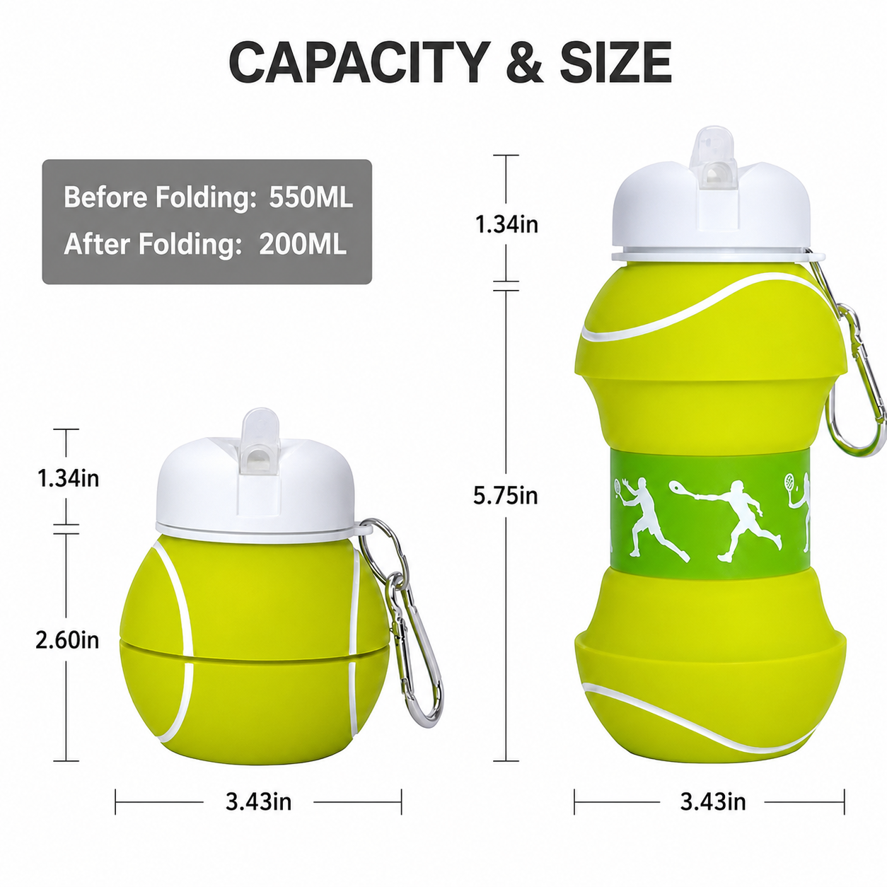 Soccer-themed Silicone Folding Water Bottle