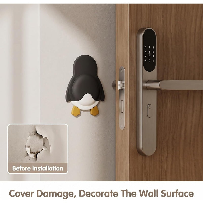 Cute Animal Door Handle Wall Protectors – Soft Silicone, Peel & Stick 🐾